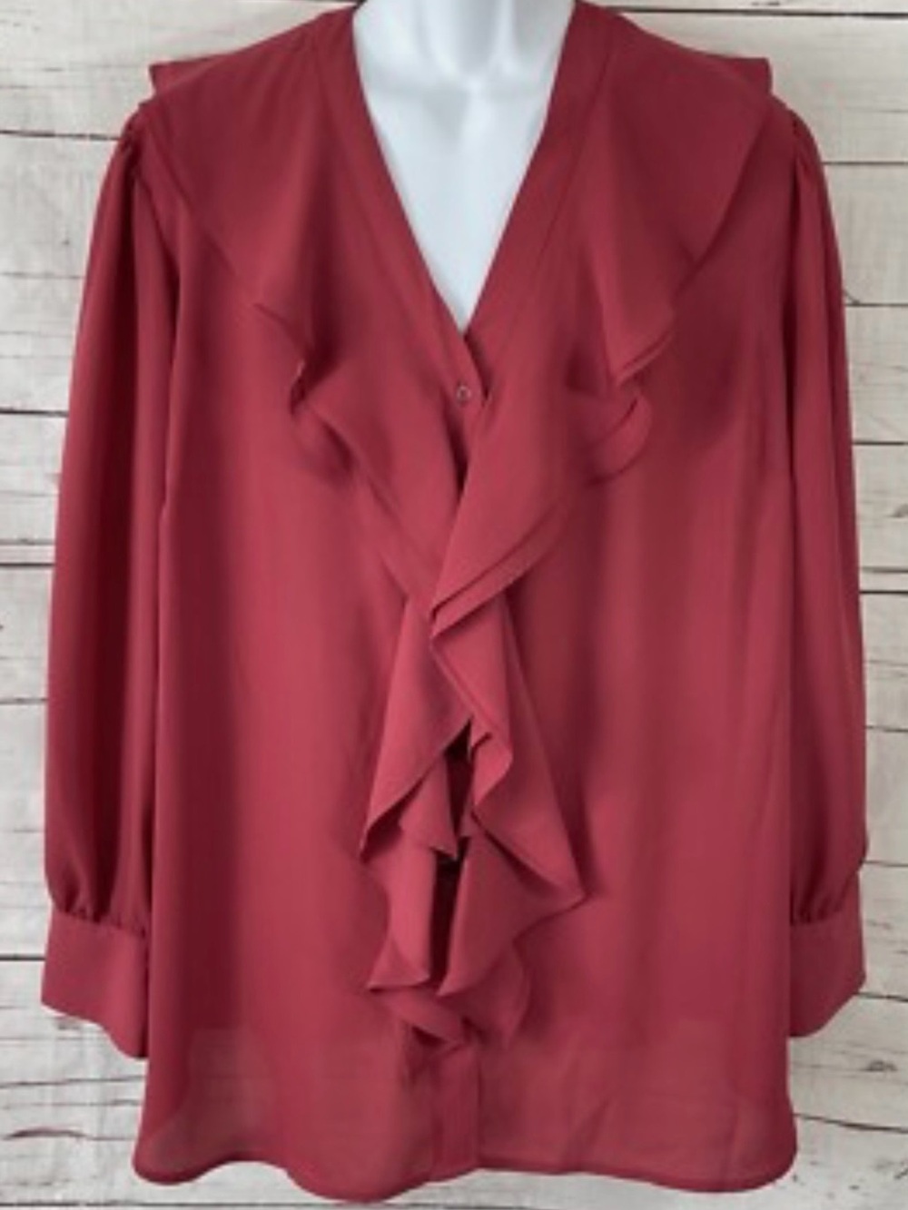 Lauren Ralph Lauren Ruffle V-Neck Button Blouse